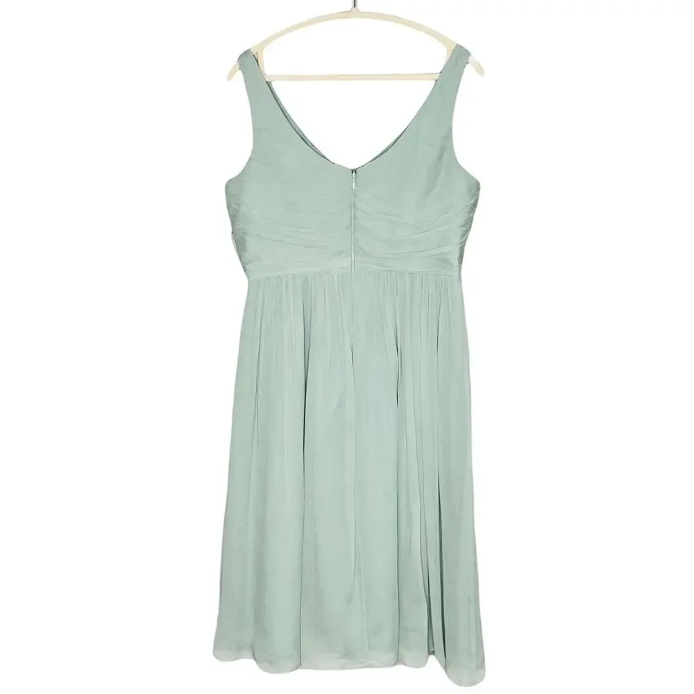 J. Crew Silk Chiffon Heidi Dress Dusty Shale Green 14 Formal Wedding Party 93100